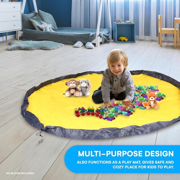 Large Toy Storage Basket and Play Mat for Kids Foldable Storage Organizer Box - Picture 3 of 6